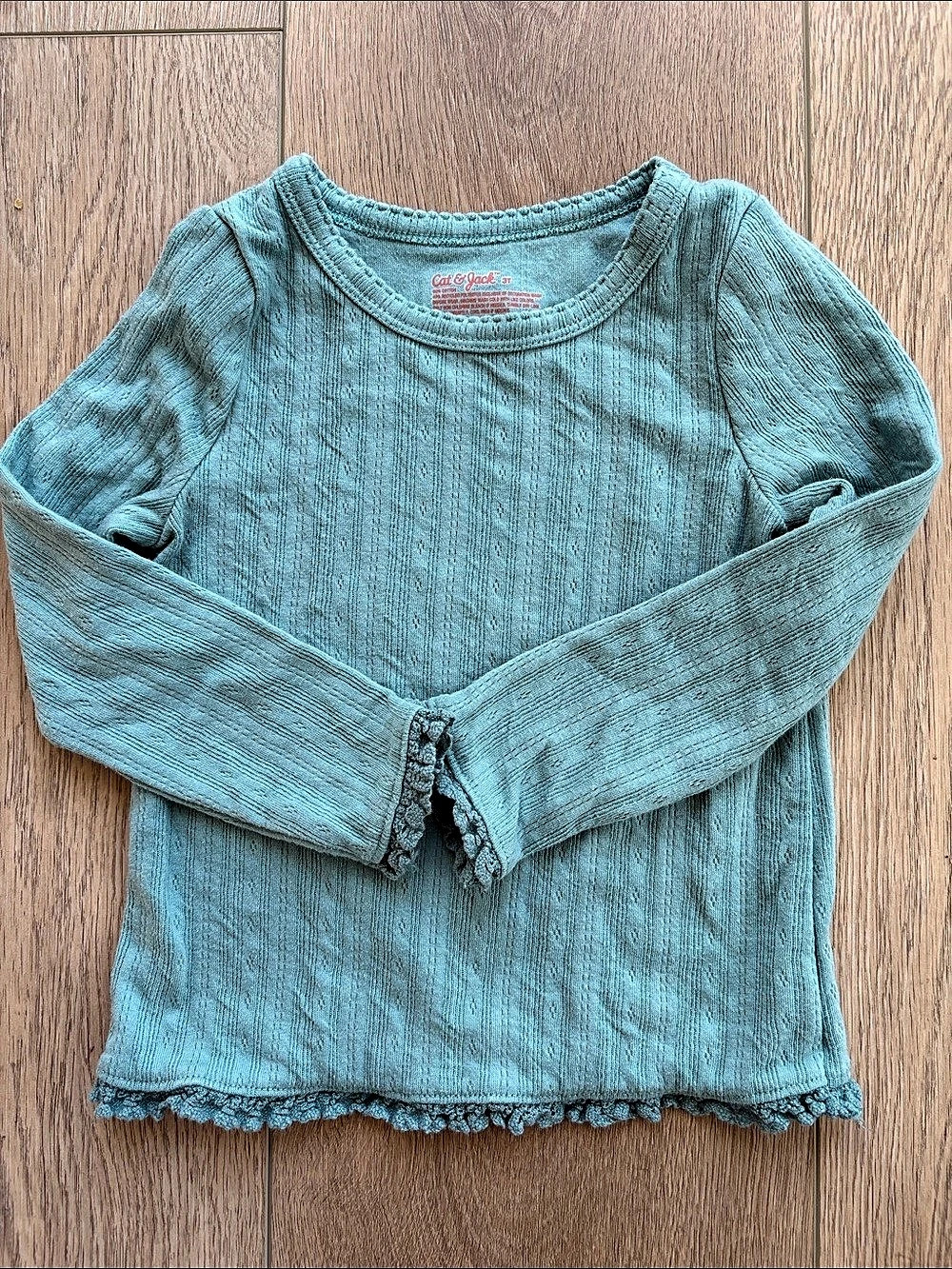 Cat & Jack Long Sleeve Ruffle Top in Blue Size 3T